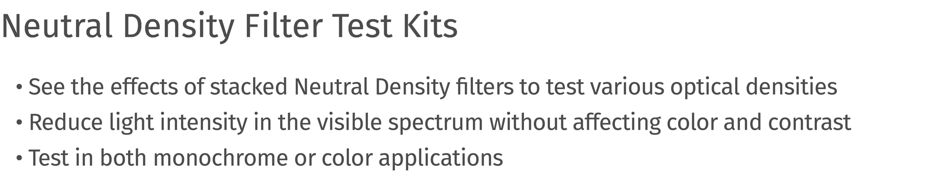 MidOpt Neutral Density Filter Test Kits